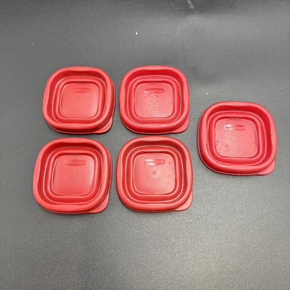 5 Rubbermaid Easy Find 2.5" Replacement Lids‎ Red Square 7J54